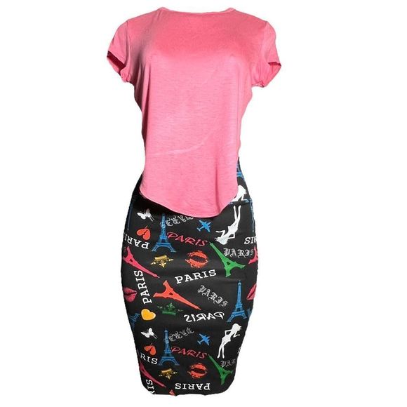 Cleo Paris Skirt & Top Set black body con skirt multi colored crop top options - Picture 11 of 16